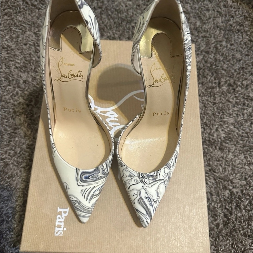 Christian Louboutin Black and White Marble Heels
